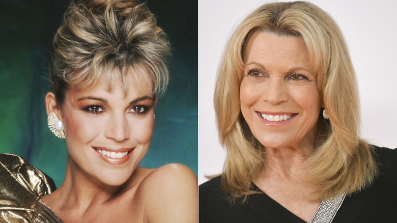 Side-by-side comparison of a young Vanna White and White today