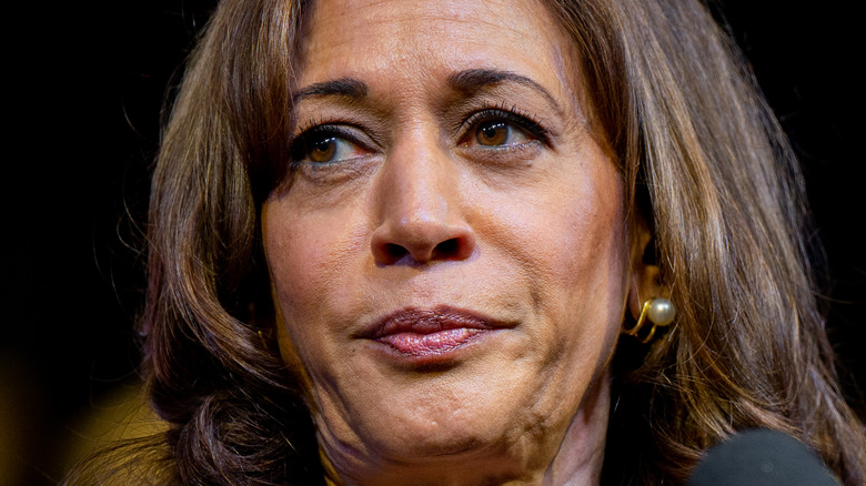 Kamala Harris looking solemn