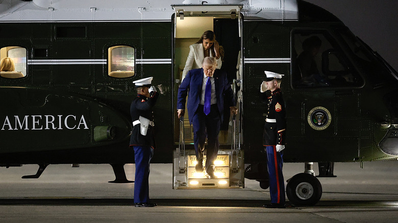 Donald Trump and Melania Trump exiting Marine One