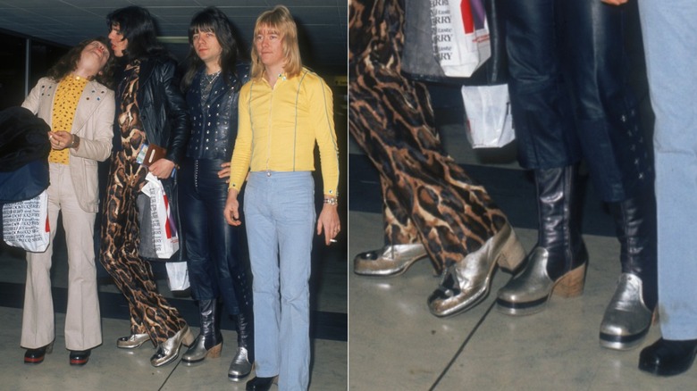 British rock group the Sweet at Heathrow Airport in 1973.