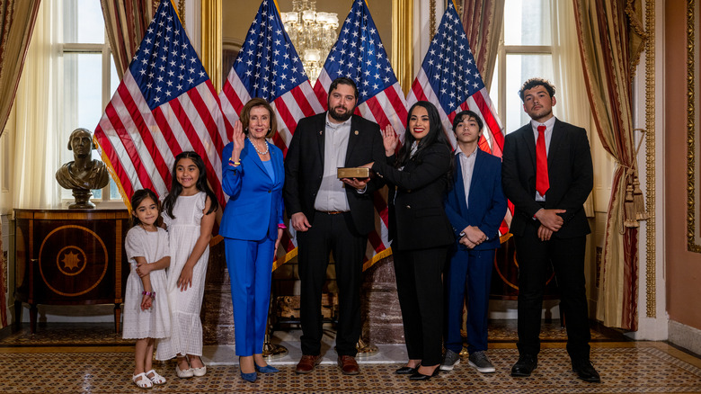 Nancy Pelosi swearing in Mayra Flores
