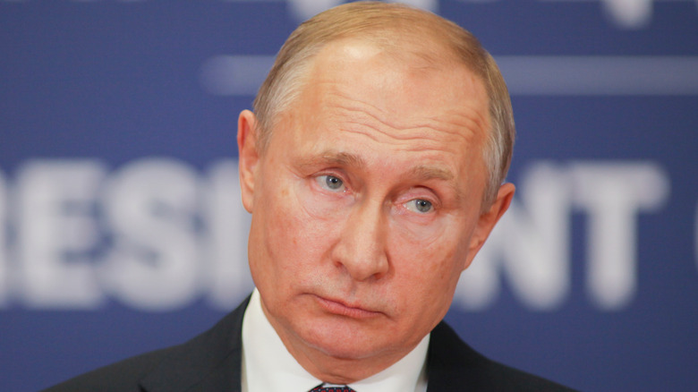 Vladimir Putin looking serious