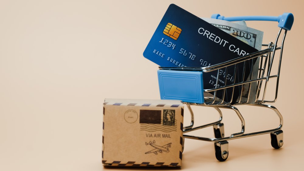 Shopping cart, credit card