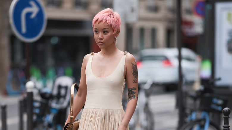 woman pink hair