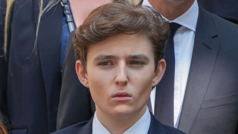 Barron Trump looking serious