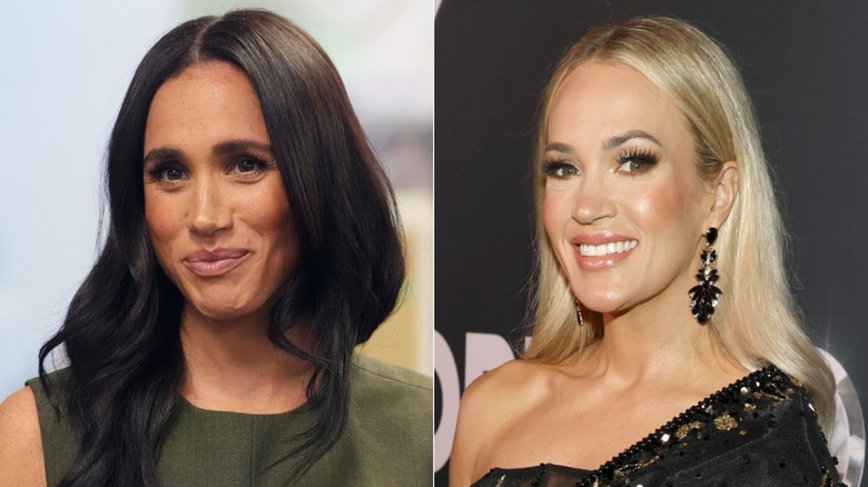 Split image of Meghan Markle and Carrie Underwood