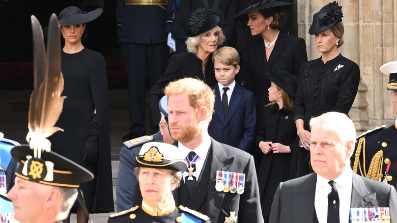 Meghan Markle, Prince Harry, Prince Andrew and others at the funeral for Queen Elizabeth