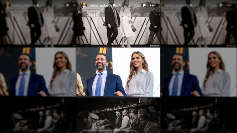 Screenshot of an Instagram Story collage of 3 photos of Donald Trump Jr. and Bettina Anderson