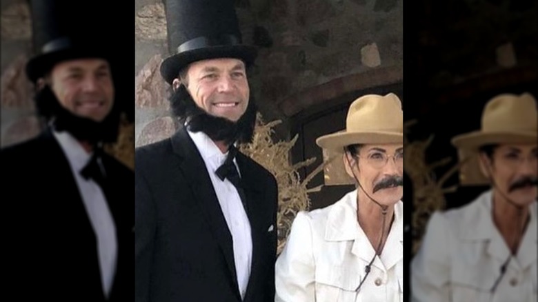 Bryon Noem dressed as Abraham Lincoln and Kristi Noem dressed as Theodore Roosevelt