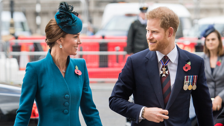 Kate Middleton smiling at prince harry