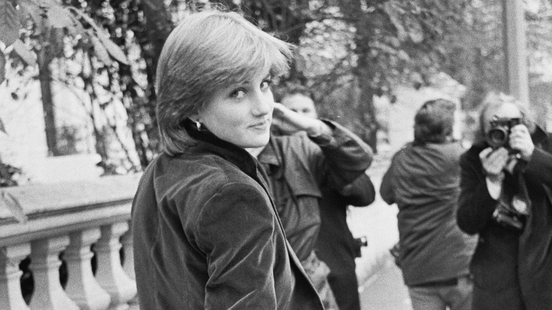 Princess Diana looking over shoulder