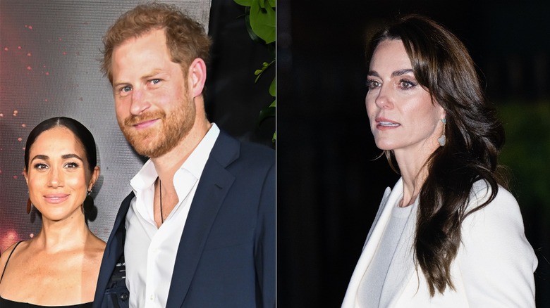 Split image Harry and Meghan/Catherine Middleton