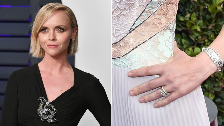 Christina Ricci and her engagement ring