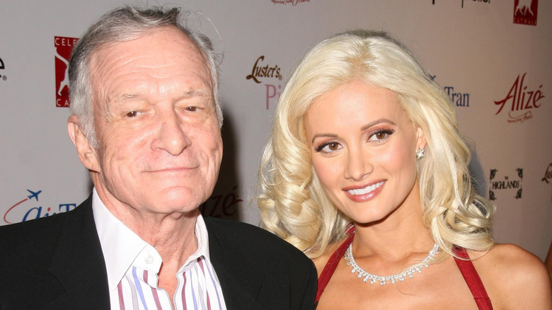 Hugh Hefner and Holly Madison at a nightclub event in 2008