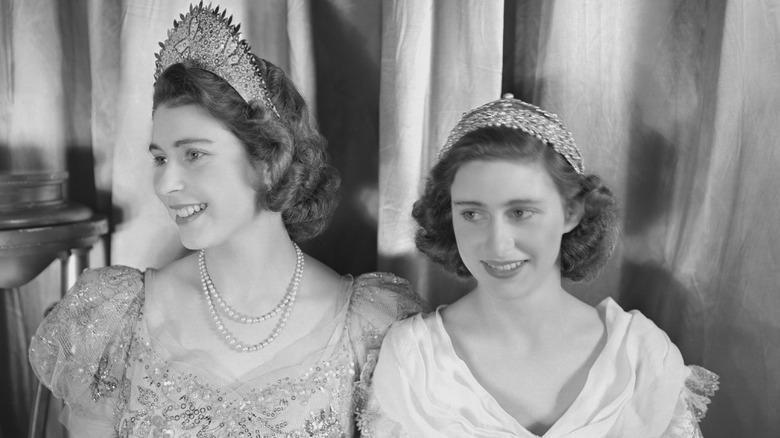 Young Princess Elizabeth II and Princess Margaret demonstrating perfect tiara placement