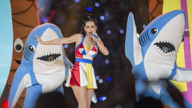 Katy Perry performing at the Super Bowl