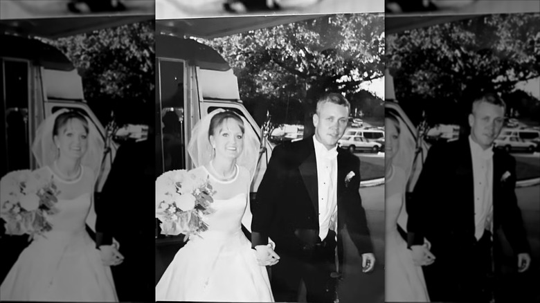 Young Ree Drummond on her wedding day next to Ladd Drummond.
