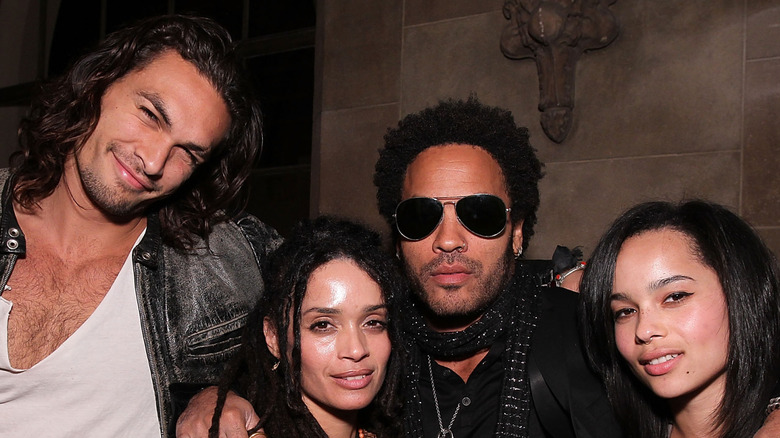 Jason Momoa, Lisa Bonet, Lenny Kravitz, and Zoë Kravitz attending an event for Entertainment Weekly