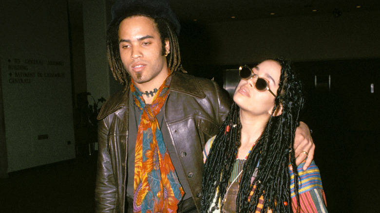 Lisa Bonet and Lenny Kravitz at an event in 1987