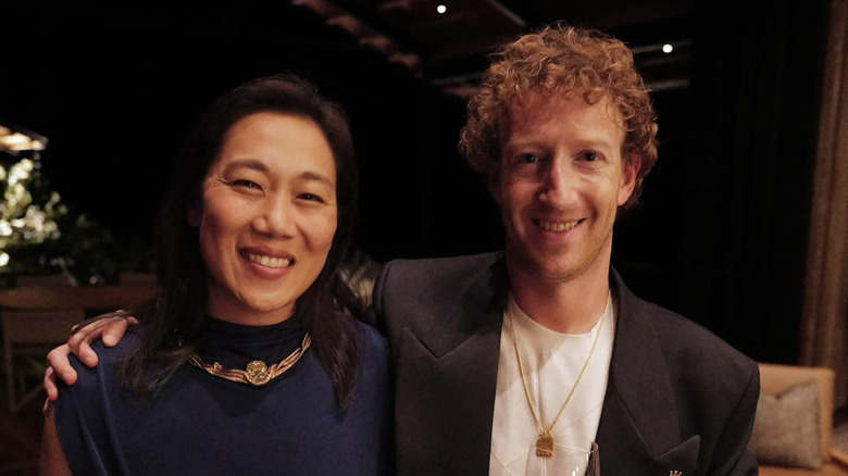 Priscilla Chan and Mark Zuckerberg dressed up for a celebration