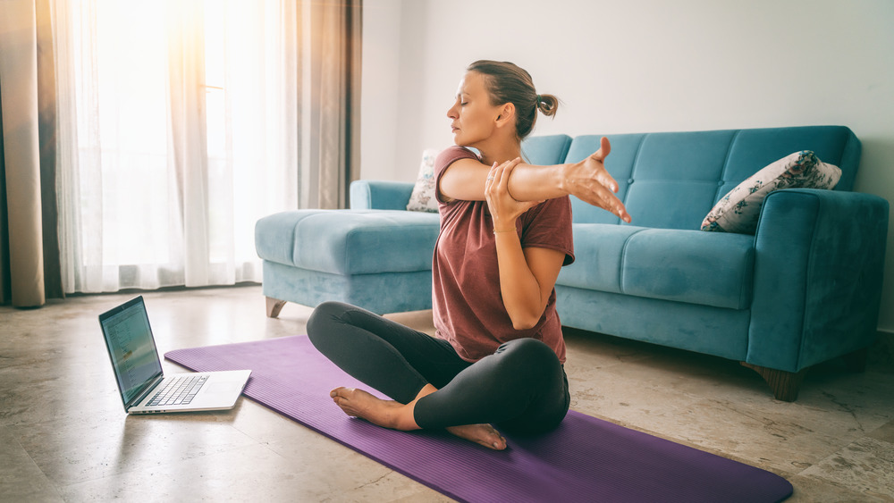Woman doing a home workout