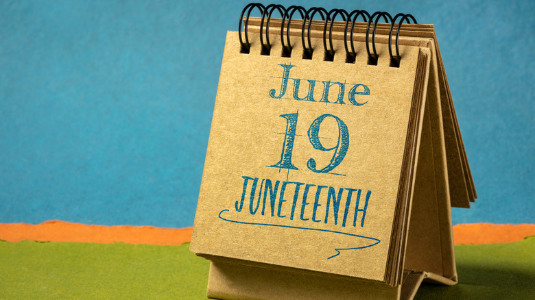 Desk calendar showing Juneteenth