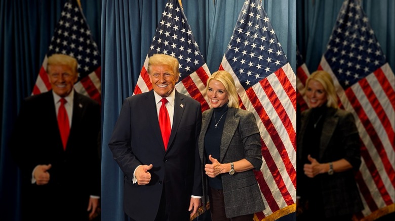President Donald Trump and Attorney General Pam Bondi with their thumbs up