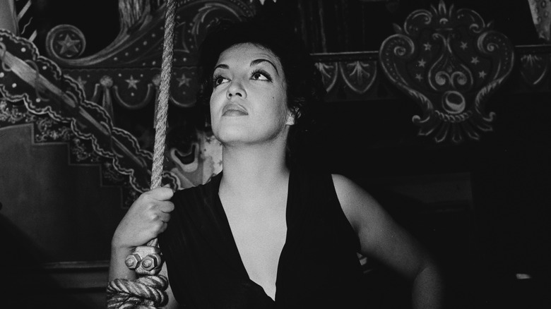 Mexican actress Katy Jurado (1924-1924) poses with a rope, October 14th 1955.