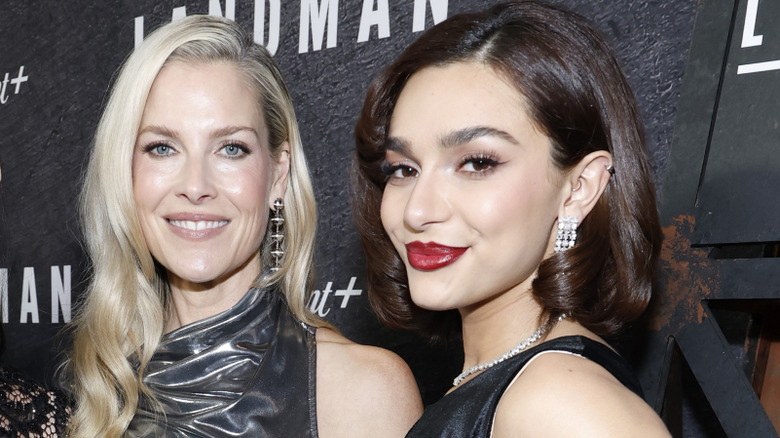 Ali Larter and Paulina Chávez smiling together at a Landman event