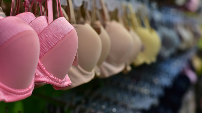 Rows of bras at store