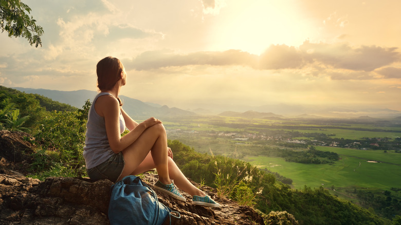 Woman in awe of nature