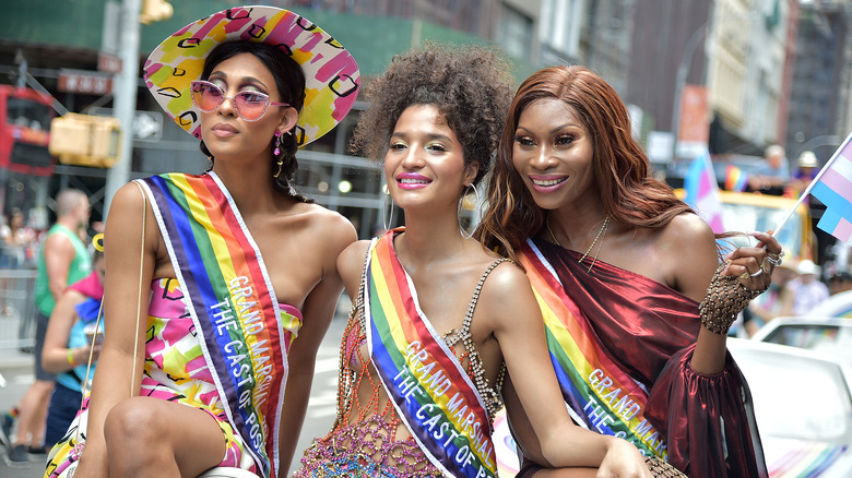 MJ Rodriguez, Indya Moore, and Dominique Jackson at Pride