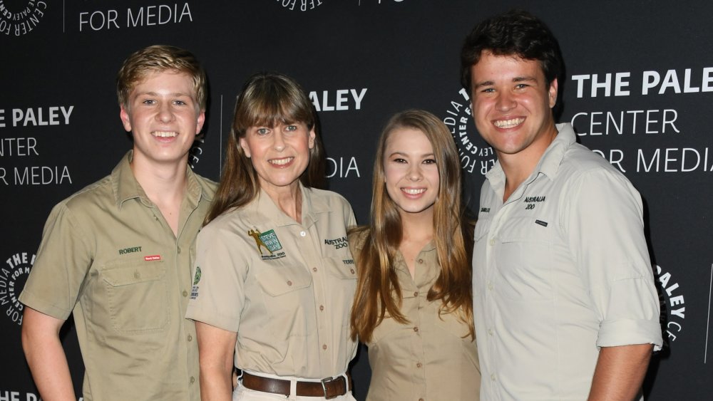 Robert, Bindi, and Terri Irwin with Bindi's husband Chandler Powell