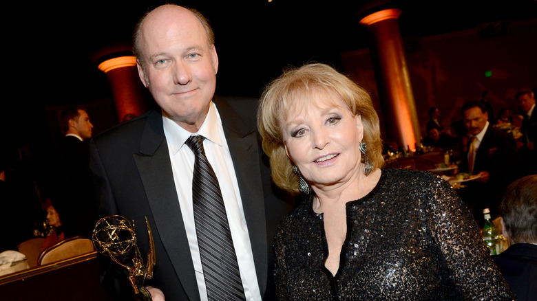 Barbara Walters and Bill Geddie at the Emmys in 2012