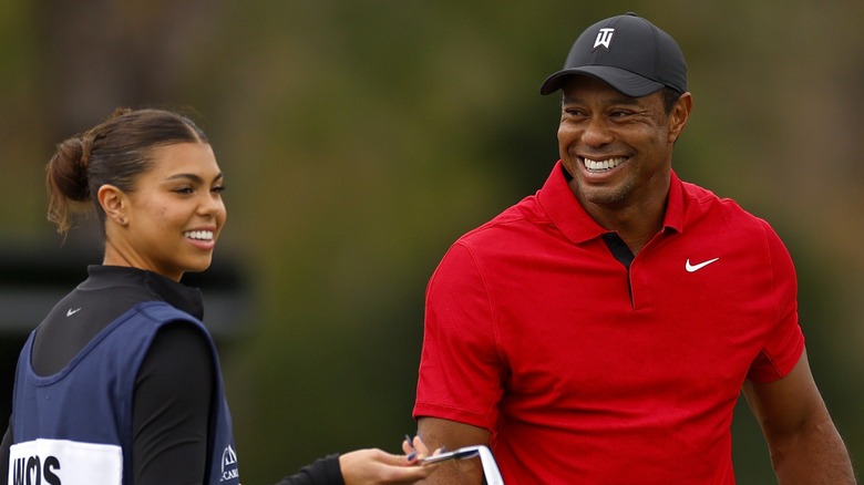 Sam Woods Tiger Woods smiling