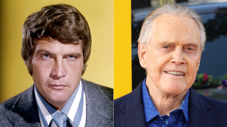 Lee Majors in 1976 & attending the premiere of "The Fall Guy" in 2023