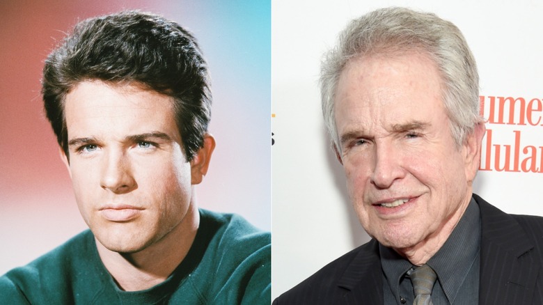 Warren Beatty in a 1975 studio portrait & at an awards event in 2020