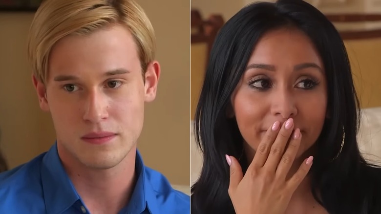 A split image of Tyler Henry and Snooki at her reading