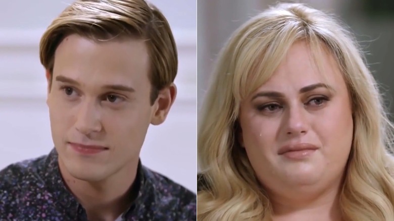 A split image of Tyler Henry and a crying Rebel Wilson