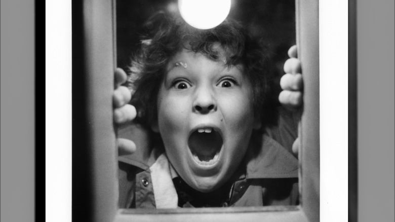 Jeff Cohen acting as Chunk in The Goonies in 1985.