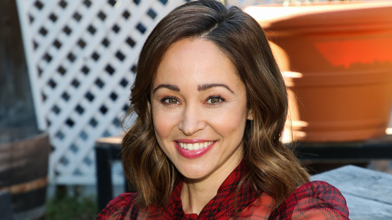 Autumn Reeser poses at a Hallmark holiday event