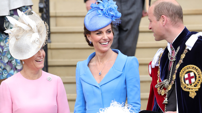Duchess Sophie laughing with Prince William and Princess Catherine