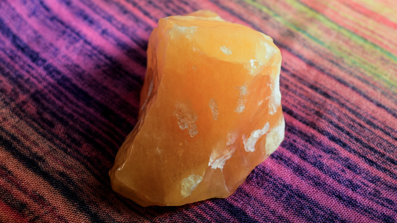 a rough calcite on colorful background