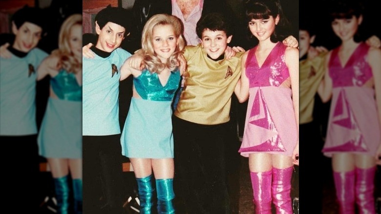 Josh Saviano, Crystal McKellar, Dan Savage, and Danica McKellar wearing "Star Trek" costumes as kids.