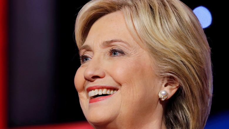 Hillary Clinton in pearl earrings