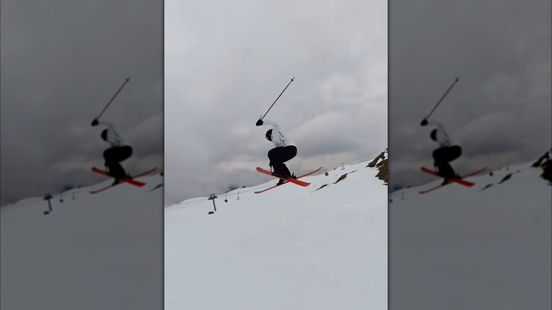 Ben Travolta skiing in winter