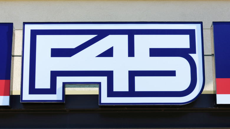 F45 logo at a gym