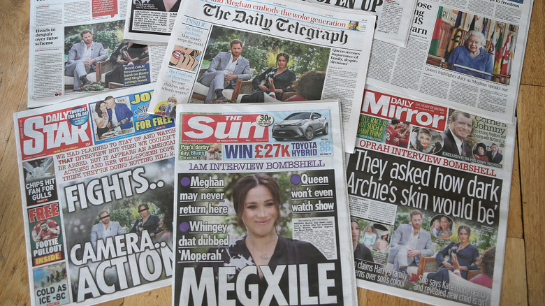 British newspaper publications in response to the Meghan, Duchess of Sussex and Prince Harry, Duke of Sussex's interview with Oprah.