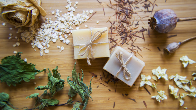 Soap bars, grain, and flora