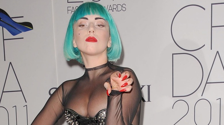Lady Gaga in green wig in 2011